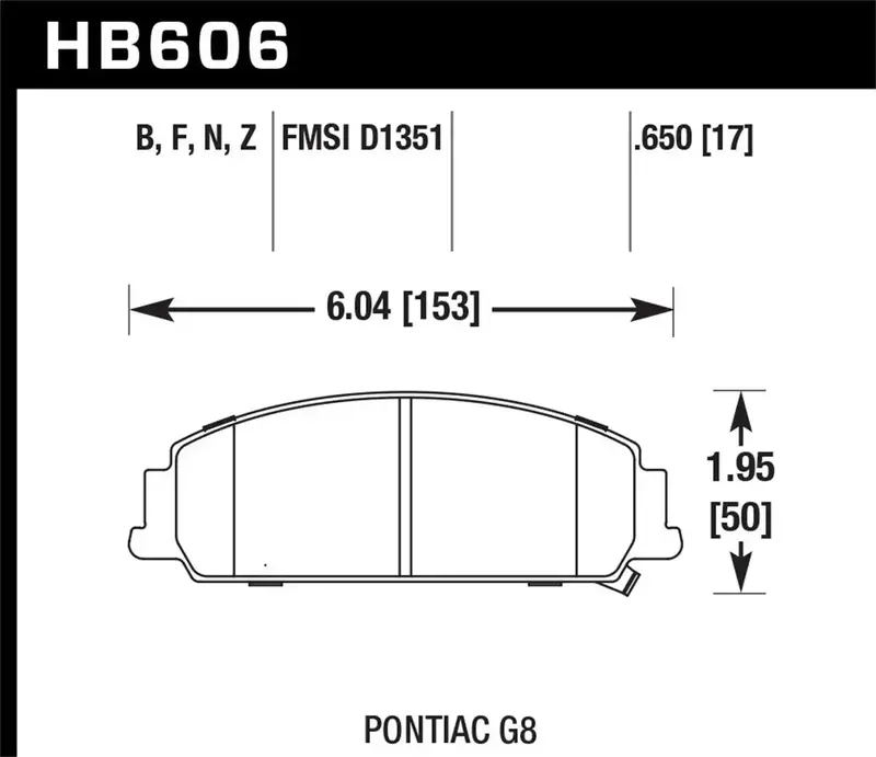 Hawk Performance Hb606F.650 Hps High-Performance Street Brake Pads – 0.650" Thickness 1