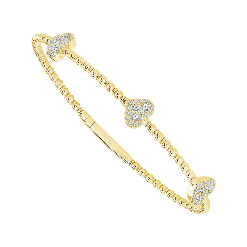 Heart-Shaped Flexible Diamond Bangle In 14K Yellow Gold – 0.50 Carat Total Weight 1