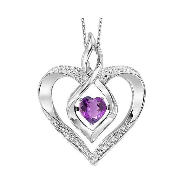 Heart-Shaped Lab-Created Amethyst Pendant – Sterling Silver 'Rhythm Of Love' Collection 1