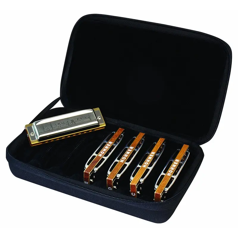 Hohner Cob Blues Harp 5-Piece Set – Keys Of C, G, A, D, E With Carrying Case 1