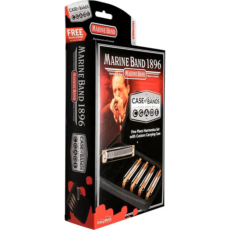 Hohner Marine Band 1896 Five-Pack (Keys: C, G, A, D, E) With Carrying Case – Free Us Shipping 1