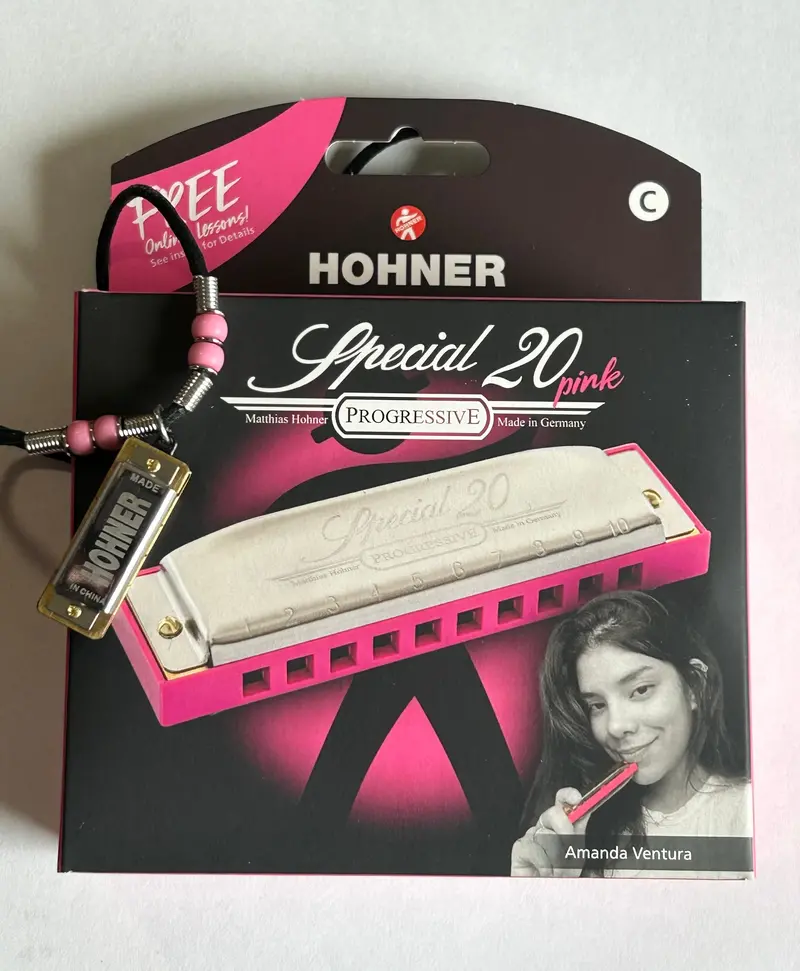 Hohner New Special 20 Pink Harmonica With 38N Pink Beads Necklace – Free Usa Shipping 1