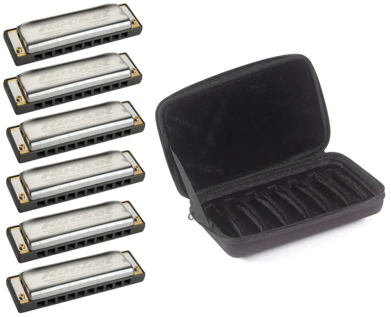 Hohner Rocket 6-Piece Harmonica Set With C7 Case (G/A/Bb/C/D/F) – Free Us Delivery 1