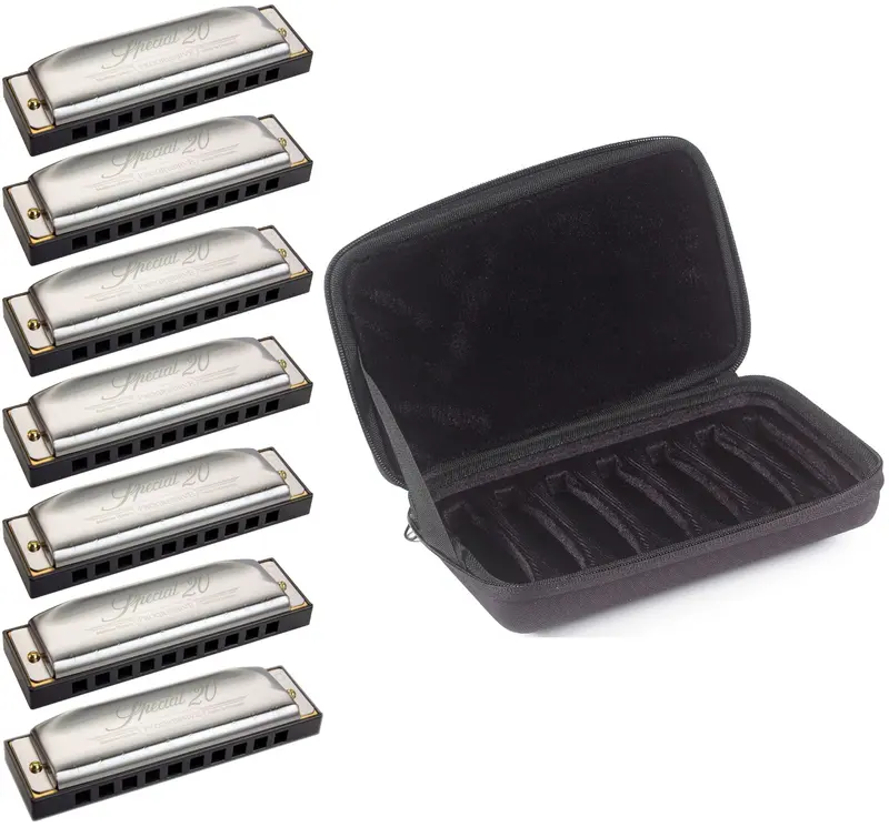 Hohner Special 20 Torx-Style 7-Harmonica Set With Customizable Keys & C7 Case – Ships Free In Usa 1