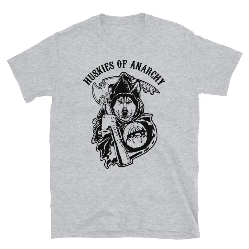 'Huskies Of Anarchy' Softstyle Tee – Edgy Siberian Husky Design 3