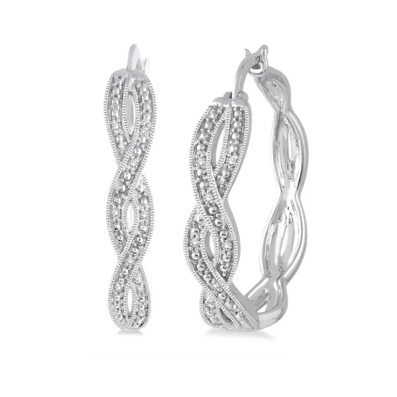Infinity Symbol Diamond Earrings – 0.10 Ct Tw, Sterling Silver 1