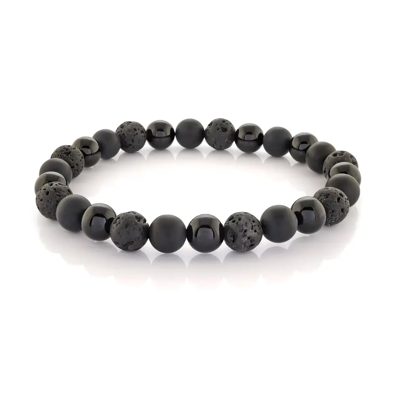 Italgem Lava And Matte Black Onyx Beaded Bracelet – 8Mm 1