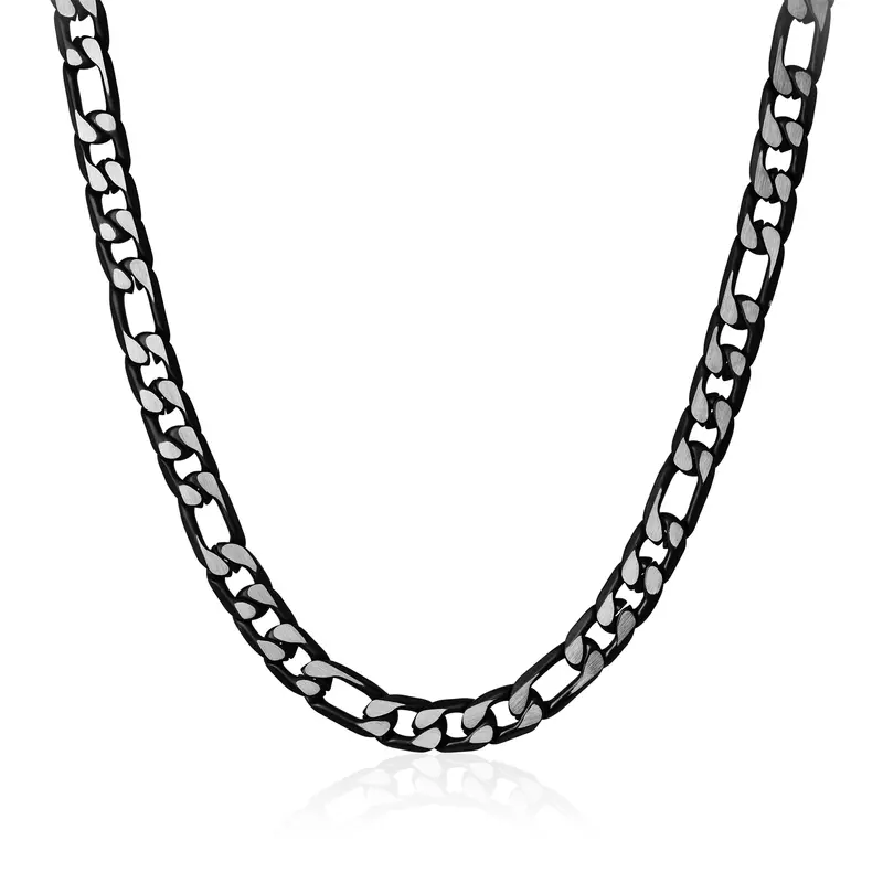 Italgem Matte Black Ip Steel Figaro Chain – 9.4Mm Width, 24-Inch Length 1