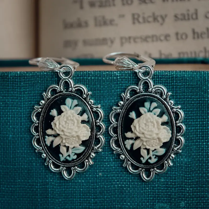 Ivory Rose Cameo Earrings – Delicate Handmade Victorian-Style Pair 1