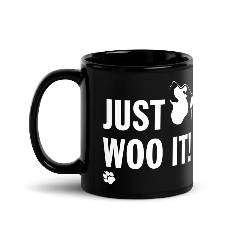 'Just Woo It!' Dual-Breed Black Coffee Mug – Sleek Ceramic With Husky & Malamute Art 1