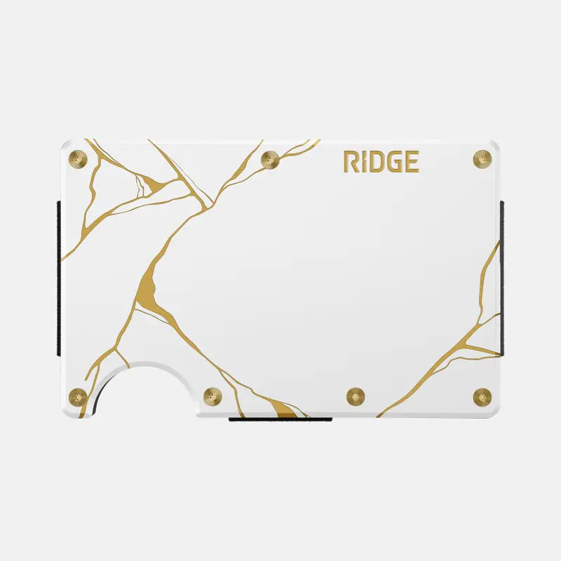 Kintsugi White Ridge Wallet – Handcrafted Detailing 1