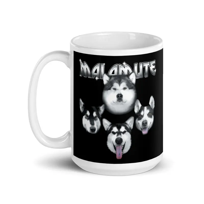 Kiss-Inspired Alaskan Malamute Mug – Edgy Rock Tribute Enamel Drinkware 1