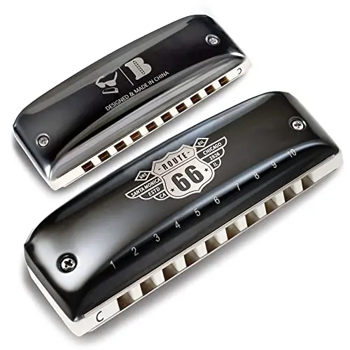 Kongsheng Route 66 Black Diatonic 10-Hole Harmonica – Free Usa Shipping 1