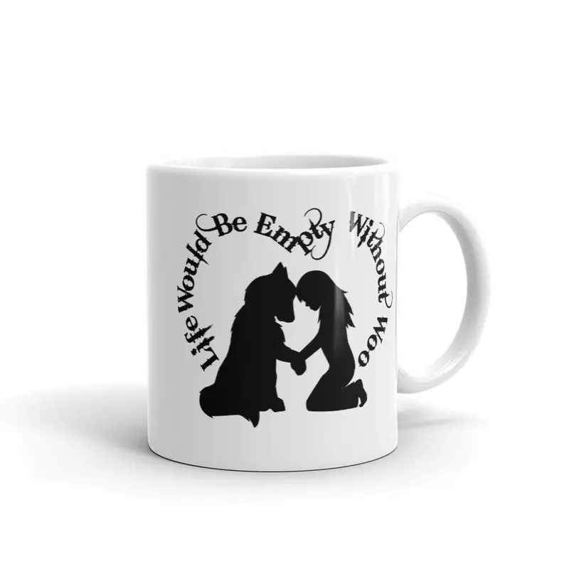 'Life Would Be Empty Without Woo' Ceramic Coffee Mug – Siberian Husky & Alaskan Malamute Artwork 1