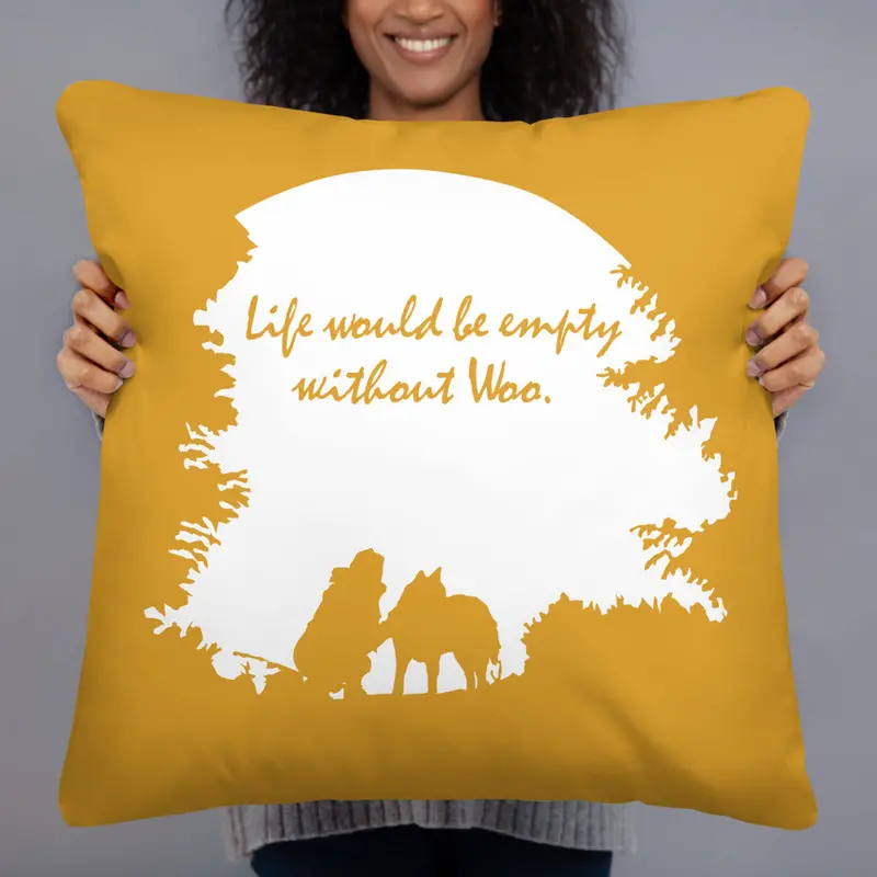 'Life Would Be Empty Without Woo' Premium Square Pillow – Hand-Drawn Husky And Malamute Motif 7