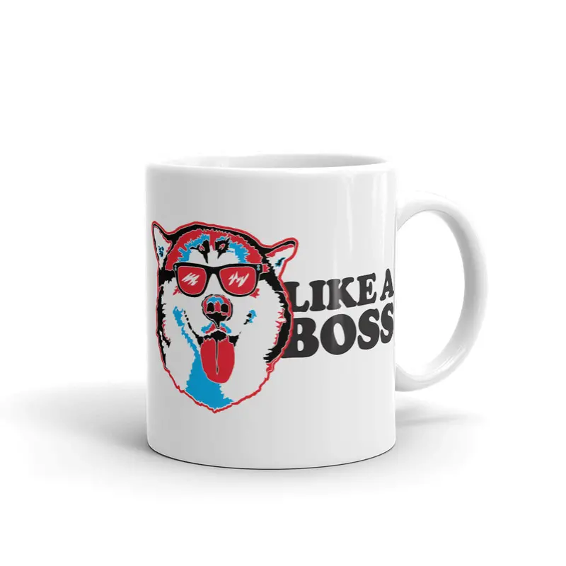 'Like A Boss' Alaskan Malamute Ceramic Coffee Mug – Humorous Canine-Themed Drinkware 1