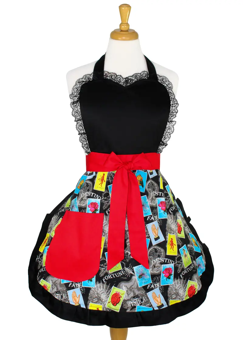 Lotería-Inspired Day Of The Dead Apron – Cartas Marcadas Design 1