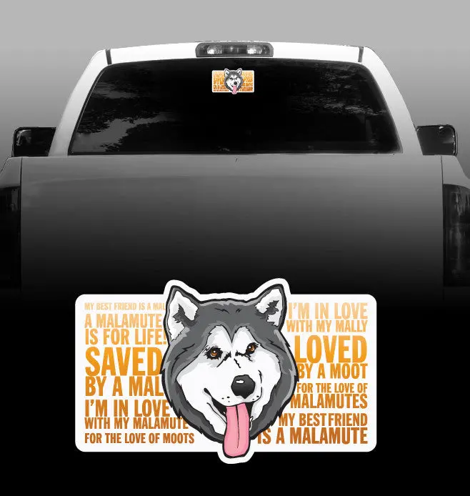 Love Of A Malamute Car Sticker – Expressive Canine Art 1
