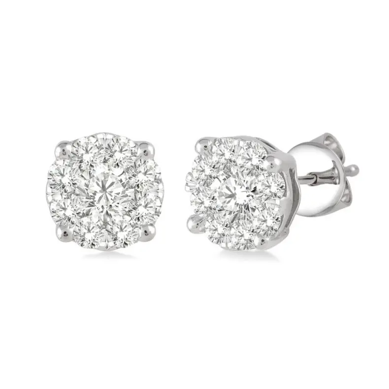 Lovebright Diamond Stud Earrings In 14K White Gold – 1.00Ctw 1