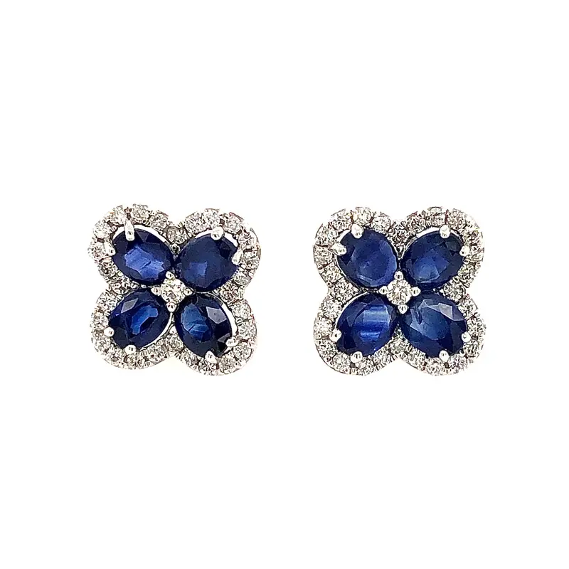 Luxury Sapphire And Diamond Earrings—2.15 Carat Total Weight In 14K White Gold 1