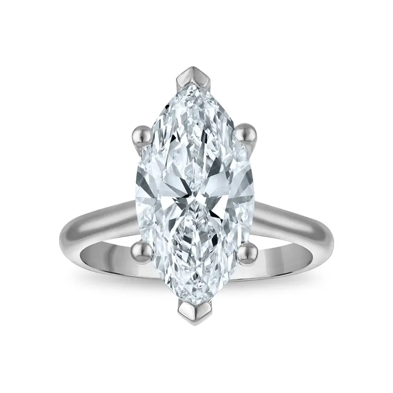 Marquise-Cut 4-Carat Lab-Grown Diamond Solitaire Ring In 14K White Gold 1