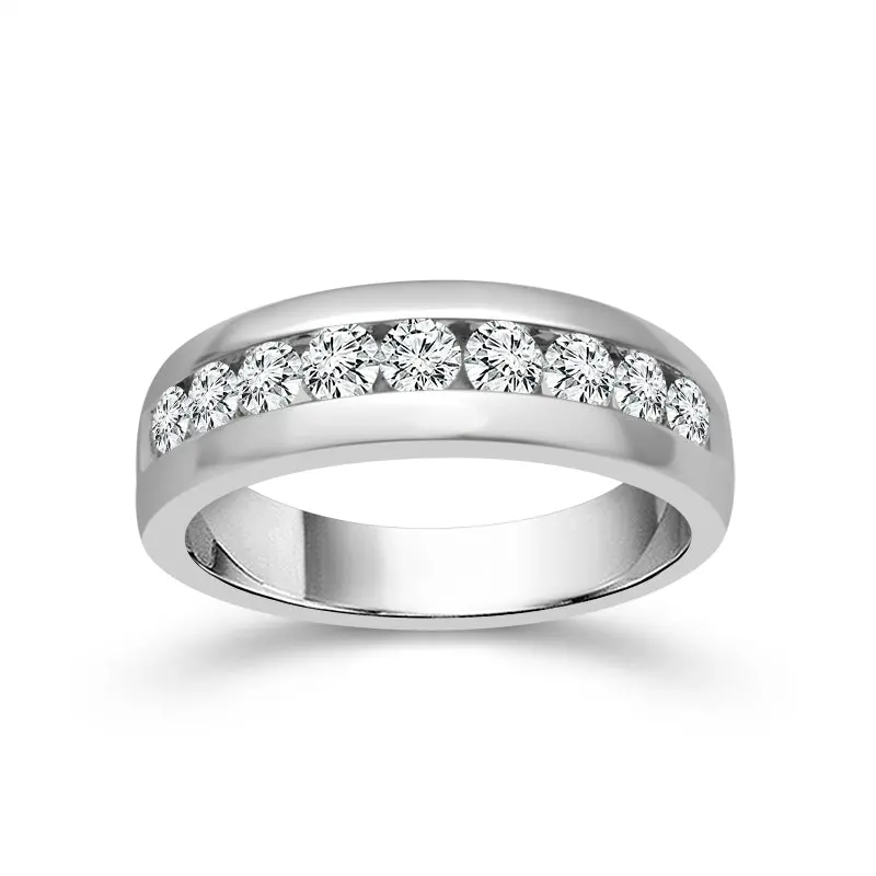 Men’S Diamond Wedding Band In 10K White Gold (0.50 Ct) 1