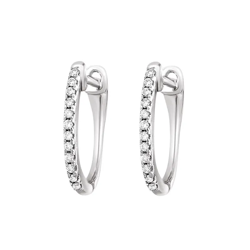 Minimalist Diamond Huggie Earrings In 10K White Gold – 0.10Ctw 1