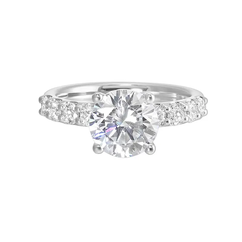 Minimalist White Gold Round Lab-Grown Diamond Solitaire Engagement Ring (2 Carat Center) 1