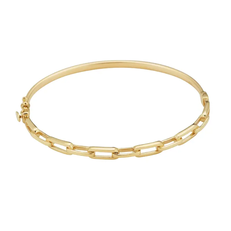 Modern Paperclip-Link Bangle In 14K Yellow Gold 1