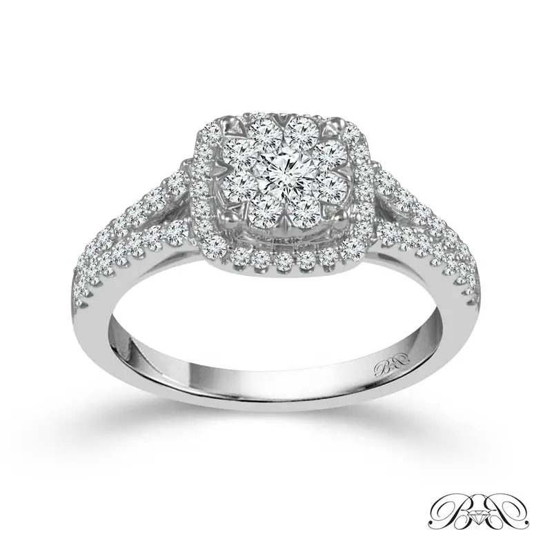 Multi-Stone Diamond Halo Wedding Ring Set – 1.00 Carat Total Weight 1