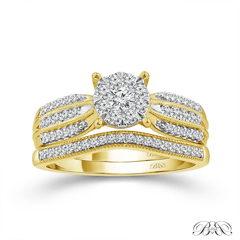 Multi-Stone Round Diamond Wedding Set – 1/2 Carat Tw, 10K Yellow Gold 1