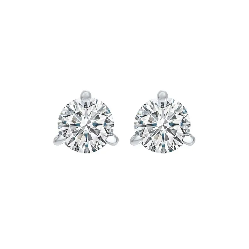 Natural Diamond Martini Stud Earrings, 1/2 Carat Total, 14K White Gold 1