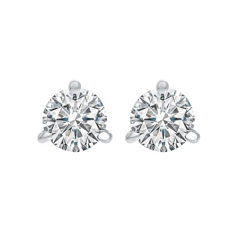 Natural Diamond Martini Stud Earrings, 1.5 Carats Total, 14K White Gold 1