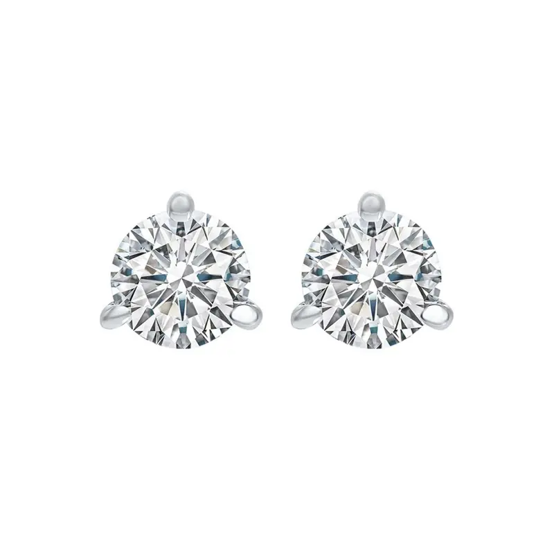 Natural Diamond Martini Stud Earrings, 1 Carat Total, 14K White Gold 1