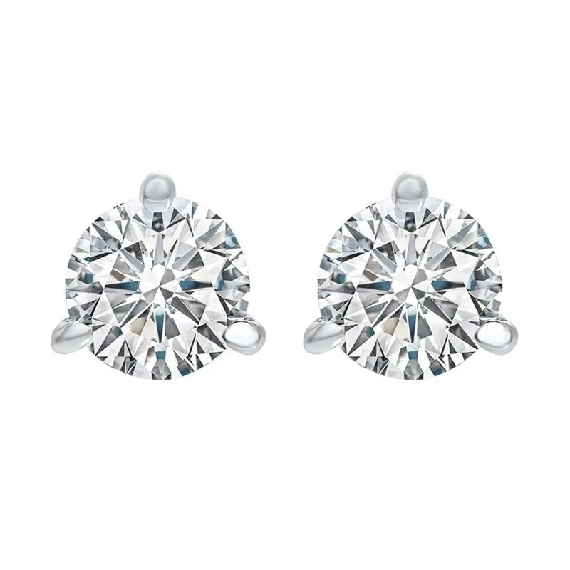 Natural Diamond Martini Stud Earrings, 2 Carats Total, 14K White Gold 1