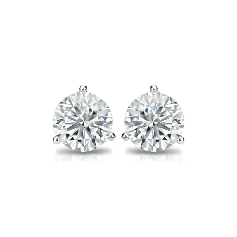Natural Diamond Martini Stud Earrings, 2 Carats Total, 14K White Gold — Alternate Style 1