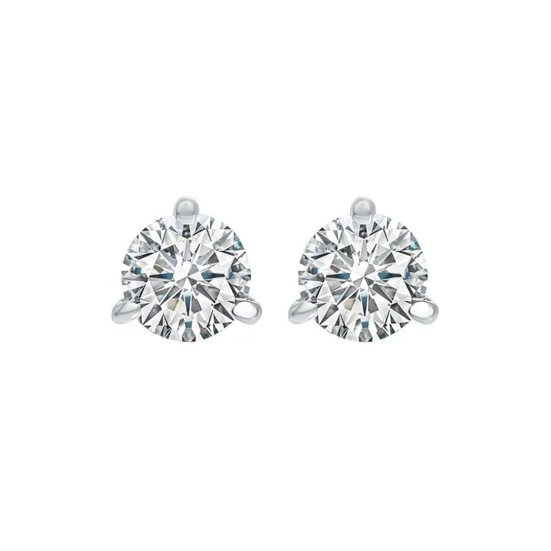 Natural Diamond Martini Stud Earrings, 3/4 Carat Total, 14K White Gold 1