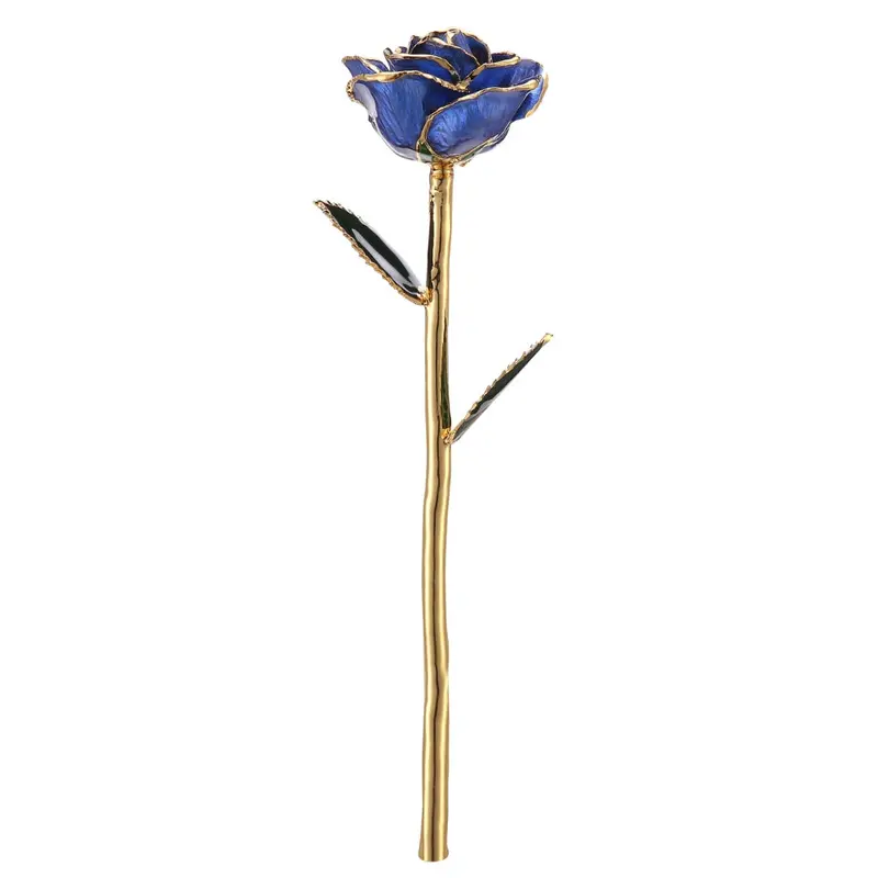Navy Blue Botanical Rose Finished In 24K Gold 1