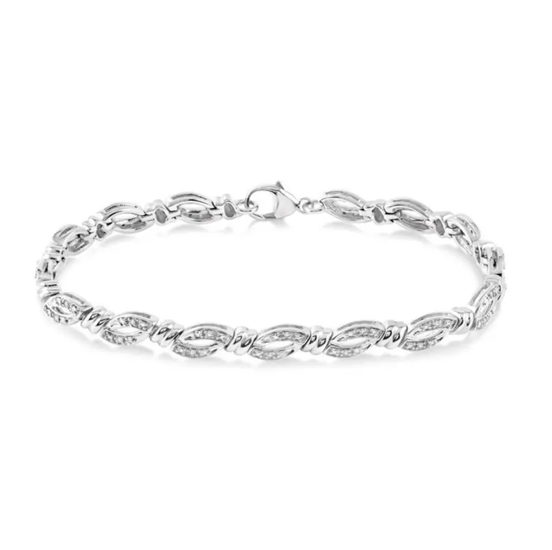 One-Sixth Carat Love Knot Diamond Bracelet In Sterling Silver 1