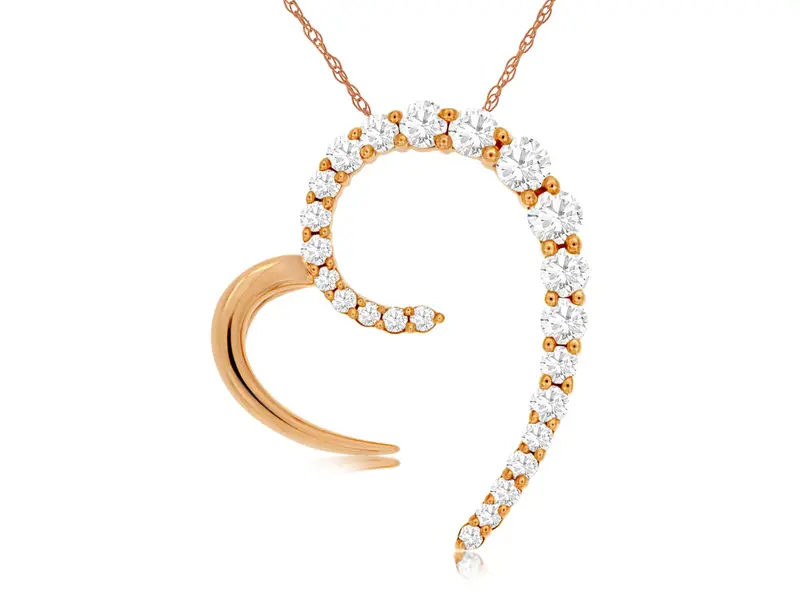Open Heart Diamond Pendant In 14K Yellow Gold – 0.42 Ct Tw 1