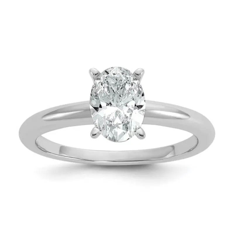 Oval-Cut Lab-Grown Diamond Solitaire Ring – 14K White Gold, 1 Carat 1