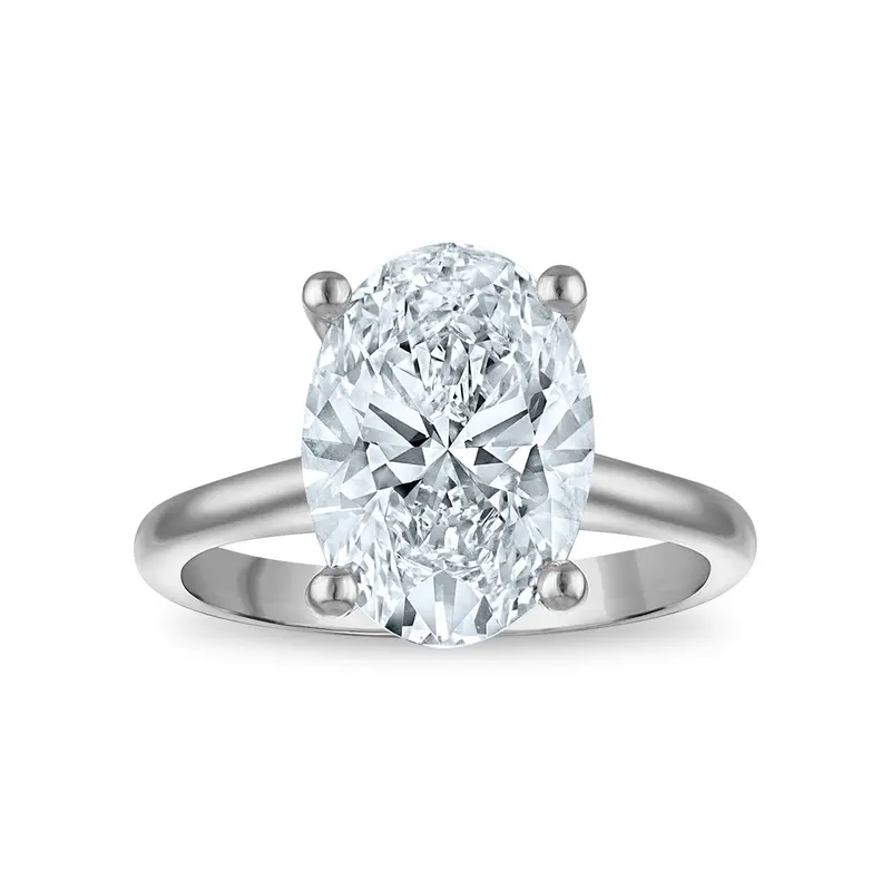 Oval-Cut Lab-Grown Diamond Solitaire Ring – 14K White Gold, 4 Carats 1