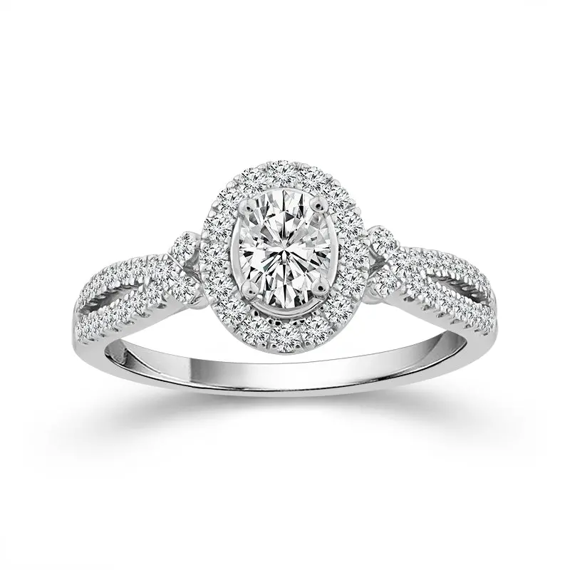 Oval Diamond Engagement Ring In 14K White Gold (5/8 Carat Tw) 1