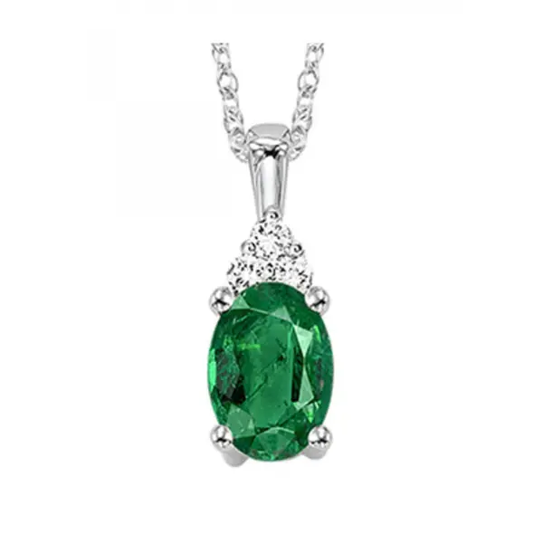 Oval Emerald-Cut Diamond Pendant In 10K White Gold 1