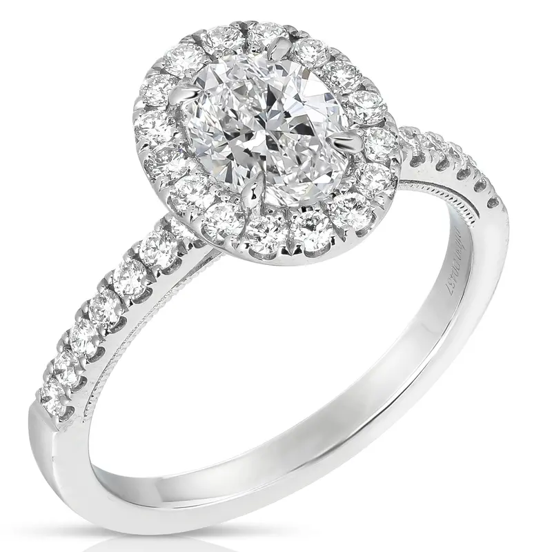 Oval Halo Lab-Grown Diamond Engagement Ring – 2.00 Carats Total Weight In 14K White Gold 1