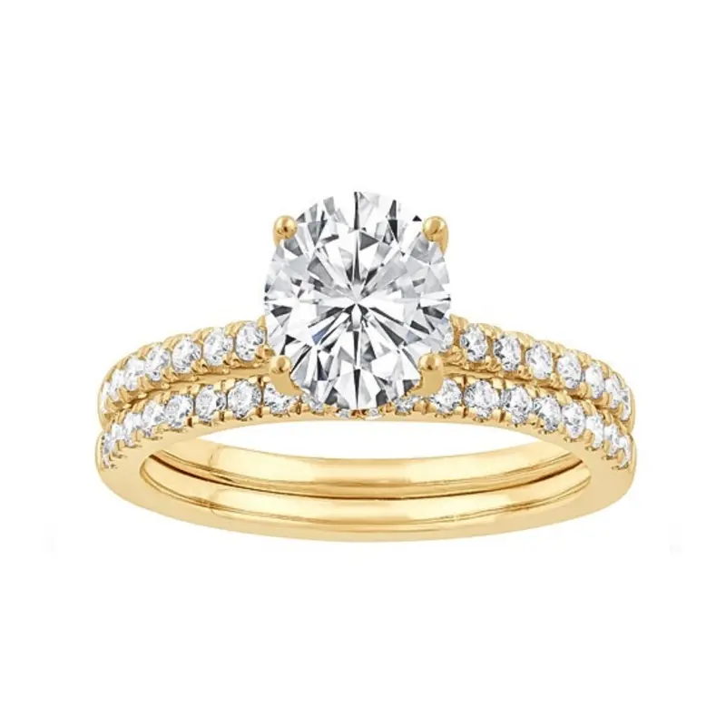 Oval Hidden Halo Wedding Set Featuring Lab-Grown Diamonds — 2.5 Ct Total In Yellow Gold 1