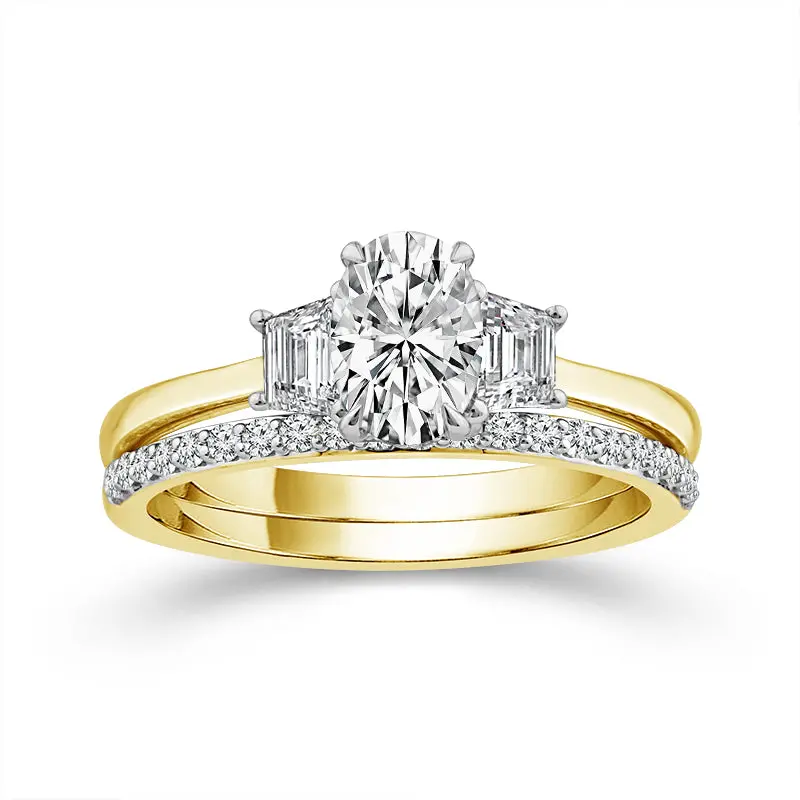 Oval Lab Diamond Wedding Set – 1.25 Carats Total Weight In 10K Yellow Gold 1