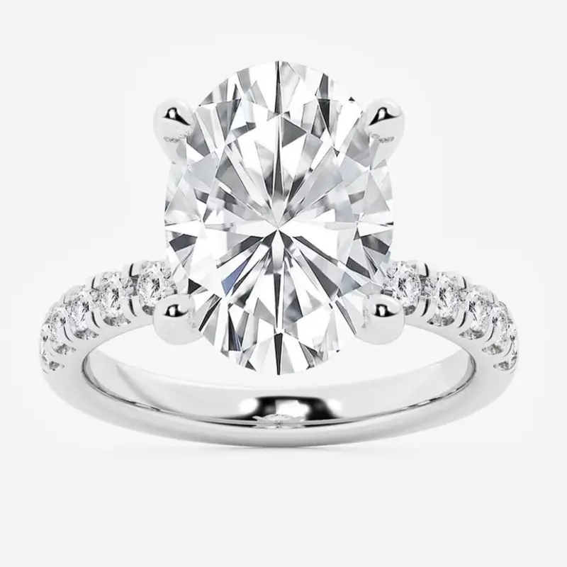 Oval Lab-Grown Diamond Engagement Ring With Hidden Halo In White Gold – 5.5 Ctw 1