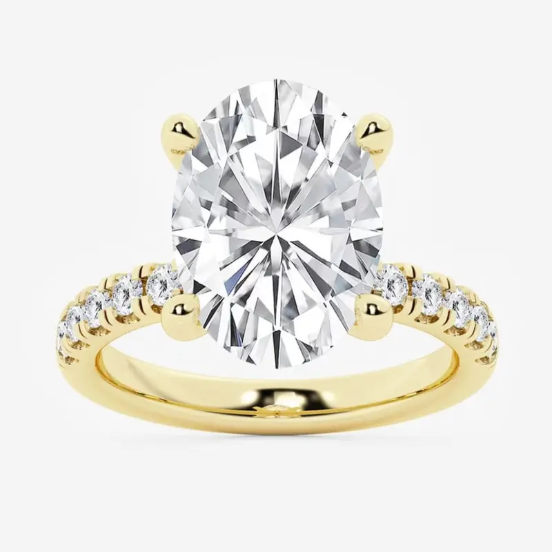 Oval Lab-Grown Diamond Engagement Ring With Hidden Halo In Yellow Gold – 4.5 Ctw 1