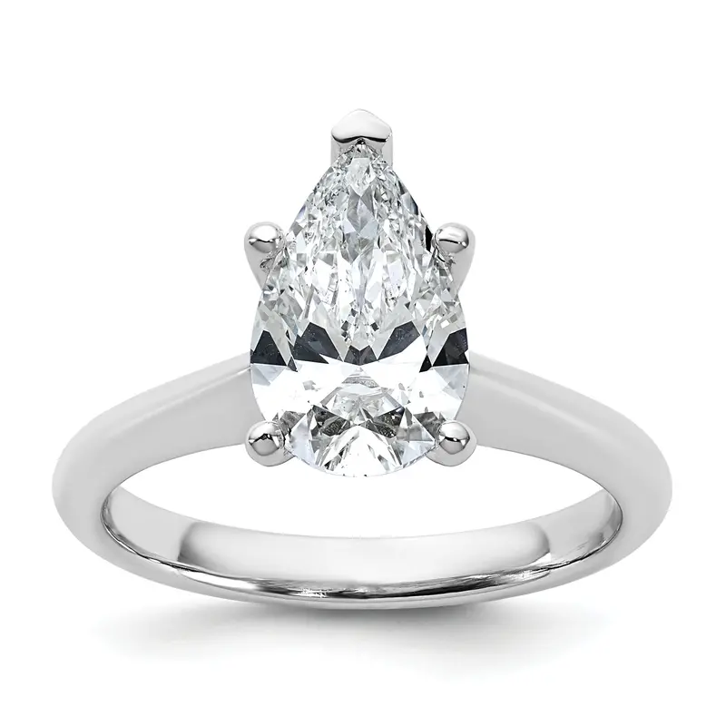 Pear-Cut Lab-Grown Diamond Engagement Ring – 14K White Gold, 2 Carats 1